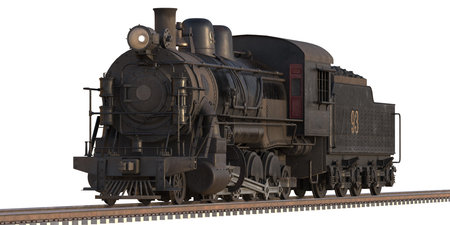 3D rendering of a brand-less generic old steam train