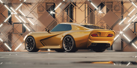 3D rendering of a brand-less generic concept carの写真素材