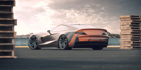 3D rendering of a brand-less generic concept car