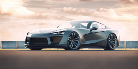 3D rendering of a brand-less generic concept carの写真素材