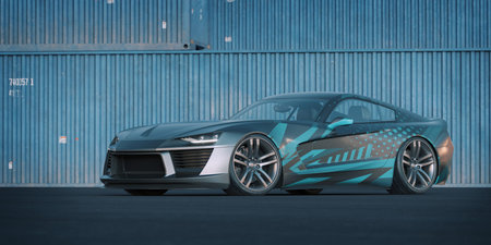 3D rendering of a brand-less generic concept car
