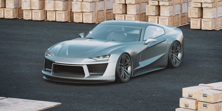 3D rendering of a brand-less generic concept car