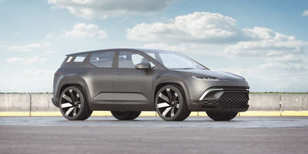 3D rendering of a brand-less generic SUVの写真素材