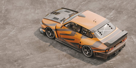 3D rendering of a brand-less generic concept car