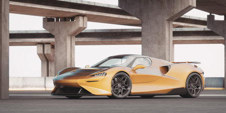 3D rendering of a brand-less generic concept car