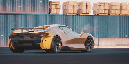 3D rendering of a brand-less generic concept carの写真素材