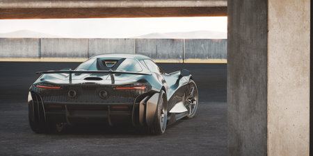 3D rendering of a brand-less generic concept car