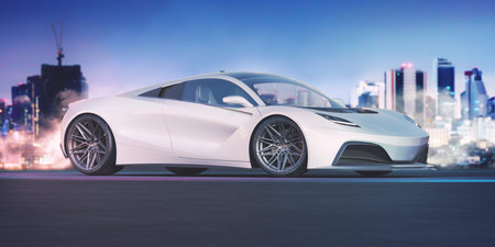 3D rendering of a brand-less generic concept car