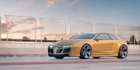 3D rendering of a brand-less generic concept car
