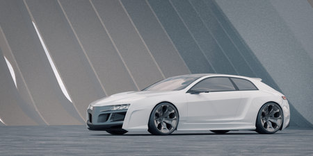 3D rendering of a brand-less generic concept car