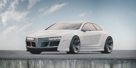 3D rendering of a brand-less generic concept car