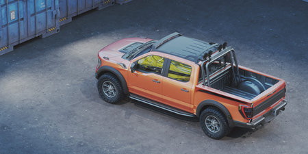 3D rendering of a brand-less generic pickup truck