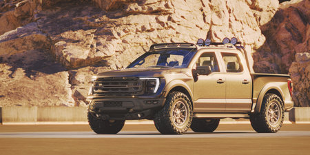 3D rendering of a brand-less generic pickup truck