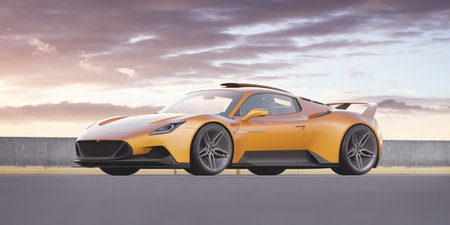 3D rendering of a brand-less generic concept carの写真素材