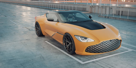 3D rendering of a brand-less generic concept car