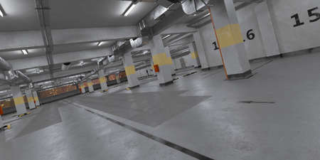 3d rendering of a underground parking with charging for electric carsの写真素材