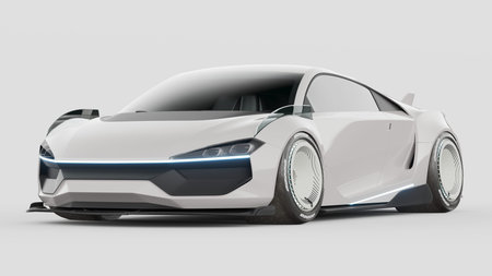 3D rendering of a brand-less generic concept car