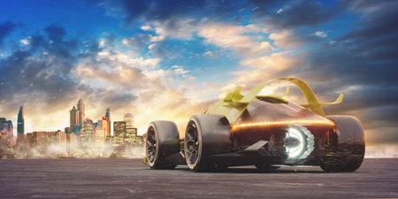 3D rendering of a brand-less generic concept car