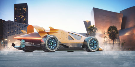 3D rendering of a brand-less generic concept car