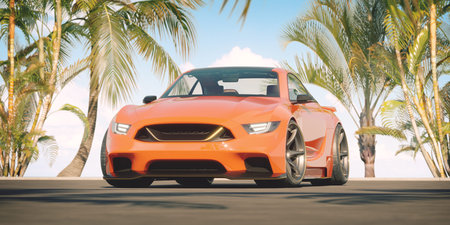 3D rendering of a brand-less generic concept car