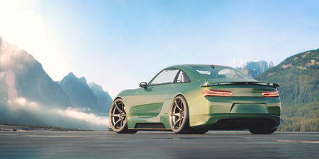 3D rendering of a brand-less generic concept car