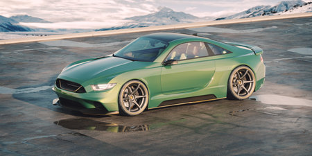 3D rendering of a brand-less generic concept car