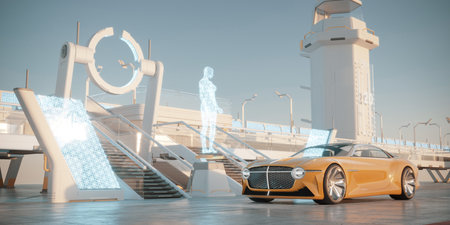 3D rendering of a brand-less generic concept car