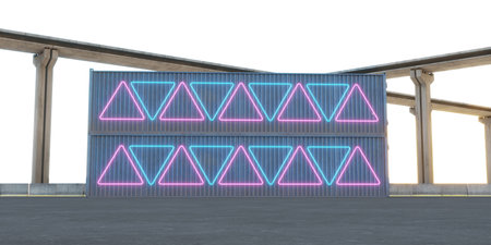 3d rendering of background for cars with containers and asphaltの写真素材