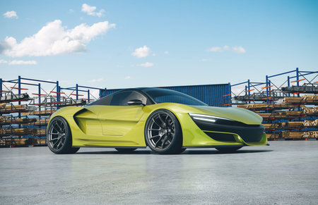 3D rendering of a brand-less generic concept car