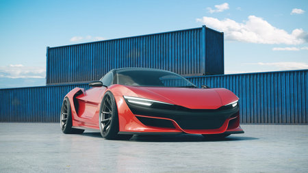 3D rendering of a brand-less generic concept carの写真素材