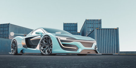 3D rendering of a brand-less generic concept carの写真素材