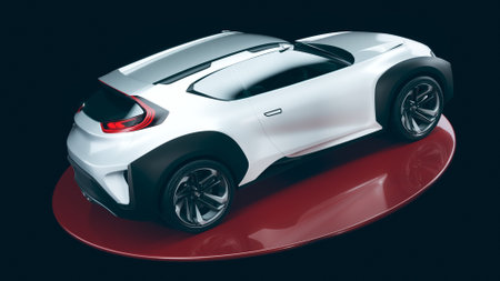 3D rendering of a brand-less generic SUVの写真素材
