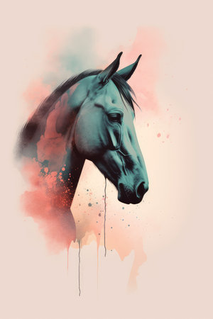 contemporary art, poster design, beautiful horse, minimalistの素材