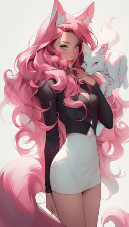 Manga style cartoon woman, concept artの素材