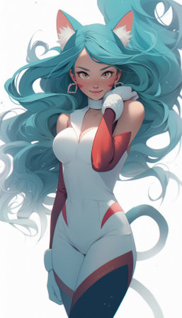 Manga style cartoon woman, concept artの素材