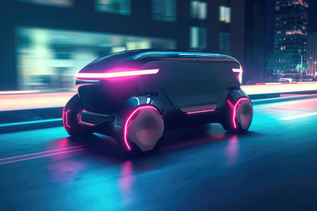 Car on the road with motion blur background. 3d rendering.の素材