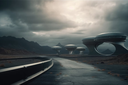 stunning outer world landscape on other planetの素材