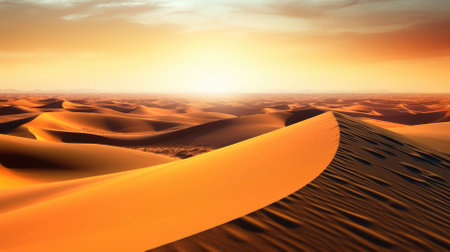 Sunset over sand dunes in the desert. 3d renderの素材