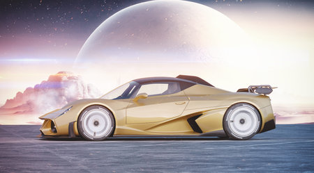 3D rendering of a brand-less generic concept car