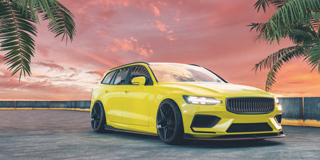 3D rendering of a brand-less generic concept car