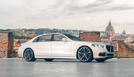 3D rendering of a brand-less generic concept carの写真素材