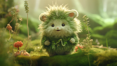 Adorable creature frolicking around picturesque meadows. Magical fantasy realismの素材
