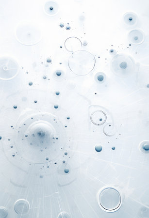 Bubbles in water on a white background. Abstract background.の素材