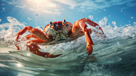 Crab in the sea, close-up. 3d renderingの素材