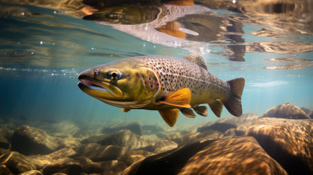 Indigenous trout in the waterの素材