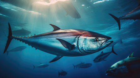 blue fin tuna in waterの素材
