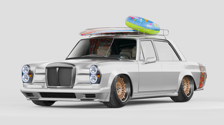 3D rendering of a brand-less generic concept car