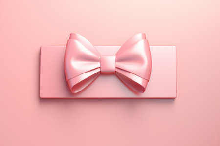 Pink gift box with bow on pink background. 3D rendering.の素材