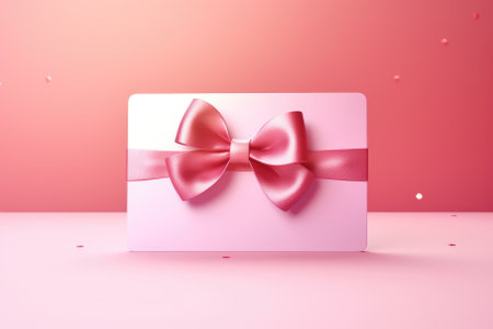Pink gift box with a bow on a pink background. 3d renderingの素材