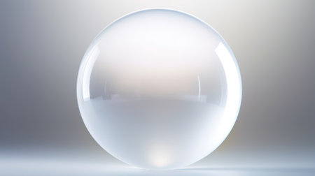 Glass sphere on white background, 3d rendering. Computer digital drawing.の素材